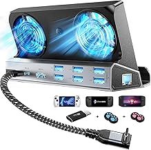 YCE Dual Cooling Fans 9-in-1 Steam Deck Docking Station with HDMI 2.0,6 USB Ports,RJ45 1000Mbps,USB-C 100W PD, 40Gbps Adapter for Steam Deck/Rog Ally/Switch/Legion Go