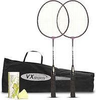 Vector X VXB-10 Aluminum Badminton Racket Set 2 Racquet and 3 Pieces Nylon Shuttles with Full-Cover Set Material: Aluminum