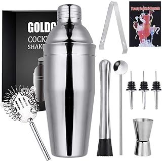 GOLDGE Cocktail Shaker Set, 9PCS Cocktail Making Set, 750ML Stainless Steel Bar Tool Set, Bartender Kit for Home, Bar, Party, Christmas, Thanksgiving.