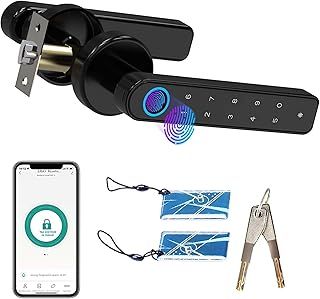 Smart Fingerprint Door Handle - 4-in-1 Electronic Lock with Bluetooth, Auto-Lock for Home, Office & Bedroom