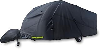 OLPRO Premium Breathable Waterproof 4Ply Caravan Cover, Universal Fitting, Black, 12-14ft, Winter Cover, Water Resistant, RV Compatible