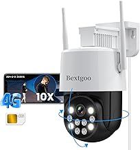 2K No WiFi Security Camera, 4G LTE Cellular Security Camera Outdoor with SIM Card, 360° PTZ CCTV Camera with Auto Tracking, Smart Detection Alerts, 24/7 Recording, Color Night Vision, IP66