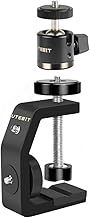 UTEBIT C Clamp Camera Mount, 360° Swivel Mini Ball Head, Aluminum Alloy Desk Clamp, Max Load 1.5kg/3.3lbs, for DSLR, Webcam, Monitor, Flash Light, Table, Shelf
