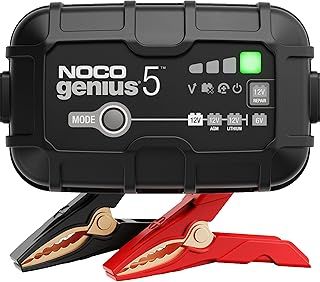NOCO GENIUS5UK, 5A Car Battery Charger, 6V and 12V Portable Smart Charger, Battery Maintainer, Trickle Charger and Desulfator for AGM, Leisure, Lithium, Motorbike, Motorcycle and Caravan Batteries