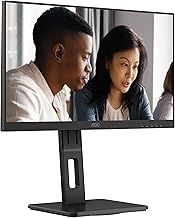 AOC 22E2UMF - 22 Zoll Full HD Monitor, höhenverstellbar, Lautsprecher, Adaptive Sync (1920x1080, 75 Hz, 4 ms, VGA, HDMI, DP, USB Hub) schwarz