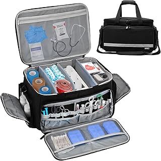Medical Supplies Bag,First Responder Aid Bag Empty,Nurse Bag with Detachable Dividers for Home Health Care, Hospice Visit, Travel, or Emergency Event (Bag Only)