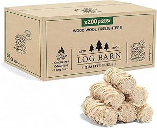 Log Barn Natural Firelighters Box of 200. Fire Lighters for Wood Burners, Pizza Ovens, Open Fires, BBQ Lighters, Fire Starters for Log Burners – Genuine Log Barn Eco Firelighters Large Box, 2.2Kg