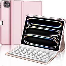 Keyboard Case for iPad Pro 13'' (M4) 2024, UK Layout Wireless Detachable Bluetooth Keyboard with Protective Cover and Pencil Holder for iPad Pro 13 inch M4 2024 Tablet, Pink