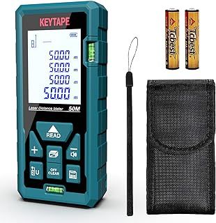 Laser Distance Meter 50m KEYTAPE DT50 Laser measurement Tool 165ft with Unit Switching,Portable Bag,4-Line Backlit Large LCD Display,Battery Included