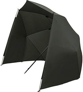 KINGCARP - Fishing Bivvy Brolly 2.5m Adjustable with Wraparound Sides for Wind and Waterproof Protection - Removable Steel Frame Pegs Guy Lines Taped Seams Fiberglass Supports [25-126]
