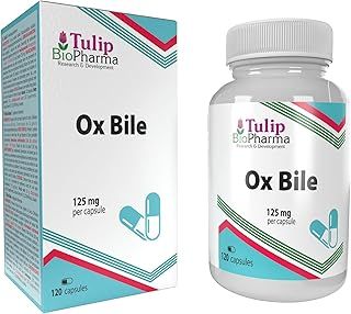 Ox Bile 125mg 120 Capsules, 3rd Party Lab Tested, High Strength Supplement, Gluten and GMO Free