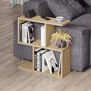 Hocuspicus HOCUS PICUS 2 Tier Storage End Side Table | Versatile C Table | 60x60x19.50cm | Shelves Organizer | Office Living Room | End Desk Stand Display (Oak)