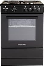 CFSP600BK/1 60cm Wide, 56 Litre Capacity Freestanding Electric Single Cooker with Solid Plate Top 4 Cooking Zone Hob and Analogue Dials – in Black