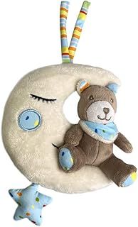 babynova Teddy Bear with Moon Sleep Aid for Babies - Musical Toy with Melody Brahms Lullaby, no Battery Needed - Easy Attachment to Baby Bed or Pram - Baby Essentials for Newborn from 0 Months