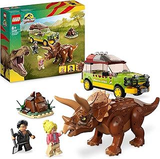 LEGO Jurassic Park Triceratops Research Dinosaur Toy Set with Ford Explorer Car and Dino Figure, 30th Anniversary Collection, for Boys, Girls, Kids 8 Years Old and up 76959