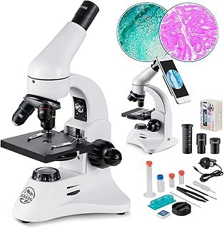 Microscope, 2000X Metal Optical Microscope for Adults Kids Students with Slides Kit Pro Biological Microscopes School Home Education Tool