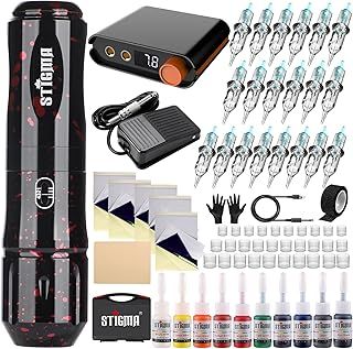 STIGMA Rotary Tattoo Machine Kit with 20pcs Cartridges Needles, Digital Display, Power Supply, Plastic Box for Beginners and Artists
