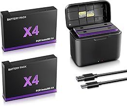 LINGHUANG For Insta360 x4 Batteries and Charger,FuIl Decoded, 2,500mAh 2Pack Insta 360 X4 Battery Kit,Charging Hub with Cover for Insta360 X4 Action Camera