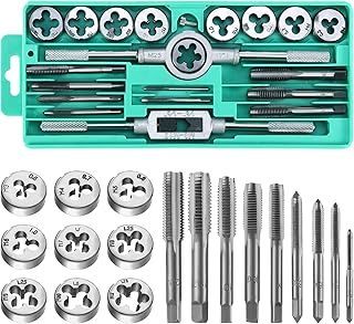 HSEAMALL Tap and Die Set, 20-Piece, M3-M12 Metric Sizes, with Tap Wrench and Accessories