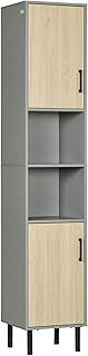 kleankin Tall Bathroom Cabinet, Free Standing Bathroom Storage Cabinet Cupboard with Door and Adjustable Shelves for Kitchen, Living Room
