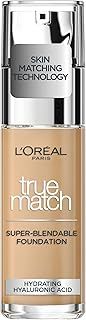 L'Oreal Paris True Match Liquid Foundation, Skincare Infused with Hyaluronic Acid, SPF 16, Available in 46 Shades, 3N Creamy Beige, 30 ml
