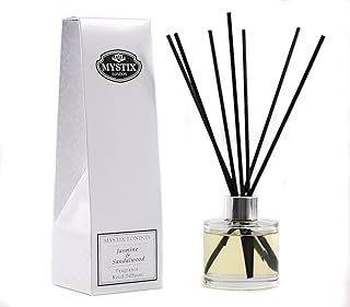 Mystix London Jasmine & Sandalwood Fragrance Oil Reed Diffuser 100ml | Elegant Home Scent | Long-Lasting Aromatic Diffuser | Easy-to-Use with Refill Options | Perfect for Home & Office Ambiance