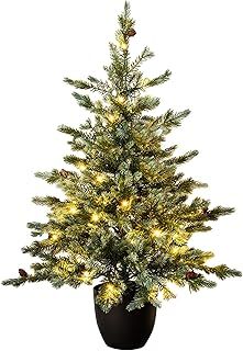 Christmas Tree World | 3ft Artificial Pre-lit Cairngorm Pine | Natural and Realistic Look with Bushy and Luxury Quality PE Tips | Easy to Assemble and Take Down | 73cm Diameter | Potted | Outdoor