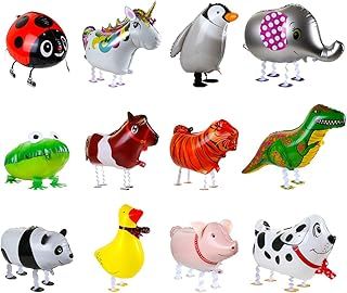 Kesote 12Pcs Animal Walking Balloons Air Balloon Aluminium Foil Helium Balloons for Gift Birthday Party Decor