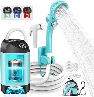 AUTOPkio Portable Camping Shower, Upgraded Outdoor Shower with 4500mAh Rechargeable Battery Pump IPX7 Waterproof for Camp, Hiking, Car Washing, Pet Bath