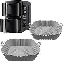Air Fryer Silicone Liners for Ninja Double Stack 7.6L Air Fryer SL300UK: Dual Silicone Liners for SL300UK, Accessories Compatible for Ninja DoubleStack SL300, SL201 and SL300EU by FryEasy