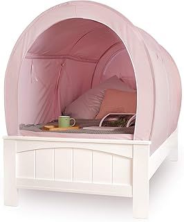 Snuggy Pod Bed Canopy - Great for Kids Privacy Curtains | Blackout, Portable, Lightweight & Breathable Fabric | Foldable Design for Boys and Girls | Use for Indoor Tents & Play Forts | Pink, Double