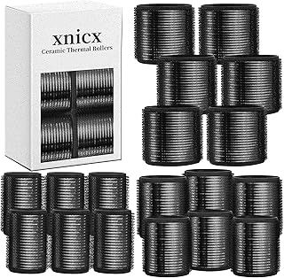 xnicx 9 pcs Self Grip Hair Rollers Set,Heatless Curlers Hair Rollers for Long Short Hair,No Heat Hair Curlers to Sleep In,Salon Hairdressing,3 Sizes Rollers in 1 set Black