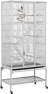 Yaheetech Large Parrot Cage Bird Cage Iron Play House for Budgies Finches Canary Conure Cockatiel Lovebirds African Grey Parrot Mid-sized Parrots with Perch Stand and Wheels 175cm