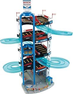Theo Klein 2813 Bosch Car Service Multi-Storey Car Park I With 5 Levels, Two-Lane Exit Ramp, 2 Racing Cars, Lift and Much More I Dimensions: 55 cm x 55 cm x 85 cm Multi - Colored , 4-6 years