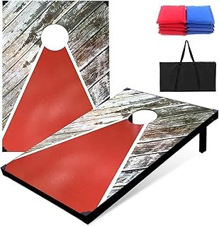 Corn Holes Outdoor Game Set: Cornhole Set Regulation Size with 8 Corn Hole Bean Bags, MDF Wood Cornhole Boards Set for Lawn Barkyard Family Friends Party