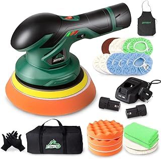 BATOCA - Cordless Car Buffer Polisher - with 12V Lithium Rechargeable Battery Brushless Polisher with Variable Speed, 2pcs 2.0Ah Portable Wireless Buffer Kit for Buffer/Polisher/Sander