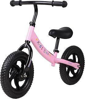 12" Balance Bike for 2-6 Year Old Girls Boys, Toddler Training No Pedal Bicycle with Adjustable Handlebar/Seat, Lightweight Carbon Steel Walking Balance Bike for Age 2 3 4 5 6 Kids