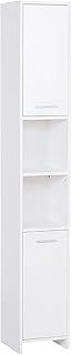 HOMCOM Bathroom Floor Storage Cabinet Slim Tallboy w/Door Cupboard & Shelves For Living Room, Bedroom, Hallway White