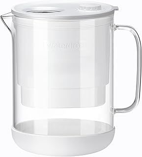 Waterdrop 𝐆𝐥𝐚𝐬𝐬 Water Filter Jug, 1.5L Water Filter Jug with 2 Months’ Filter, NSF 53&42&372 Certified, Reduces PFOA/PFOS, Chlorine, Cadmium, Copper, Mercury, WD-PT-72W