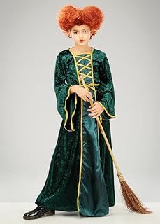 Kids Hocus Pocus Style Green Winifred Witch Girls Costume Dress
