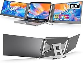 KPKUE 15.6" Laptop Screen Extender, FHD One Cable Monitor Extender, Dual Screen IPS Triple Screen Monitor Fits with 12''-16'' Laptop Compatible Mac Windows Chrome