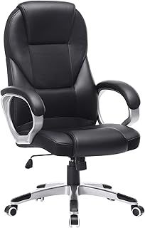 SONGMICS Executive Office Chair with High Back, Durable and Stable, Height Adjustable, Ergonomic, Black, OBG22BUK, 73 x 70 x (112-122) cm, 777OBG22BUK