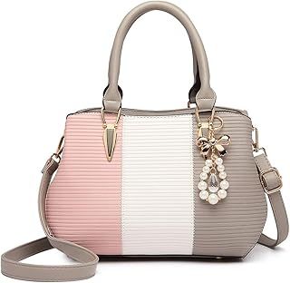Miss Lulu Designer Handbags for Women Shoulder Bags Top Handle Bags Colour Combination (Pink&Grey)