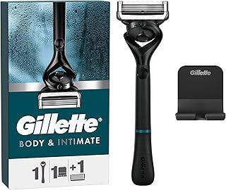 Gillette Body and Intimate Razor for Men, Razor for Pubic Hair, Gentle and Easy to Use, 1 Handle + 1 Razor Blade Refill
