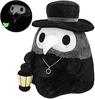 Plague Doctor Plush Toy, Soft Squishable Luminous Plush Doll for Easter & Halloween Decoration, Black