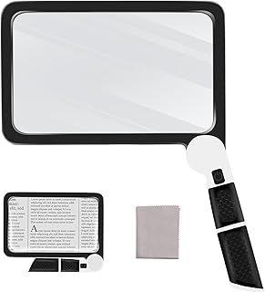 5X Magnifying Glass with Light, Handheld Magnifier for Reading, Large Magnifying Glass with 48 LED Light and Anti-Glare Lens, Illuminated Magnifier for Seniors, Macular Degeneration, Low Visions