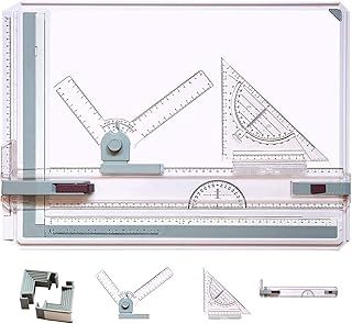 TEHEO A3 Drawing Board, Drafting Table Multi-Function Painting, Writing & Drawing Table with Parallel Motion and Adjustable Angle, Technical Drawing, Metric System Art, Architectural Graphics Supplies