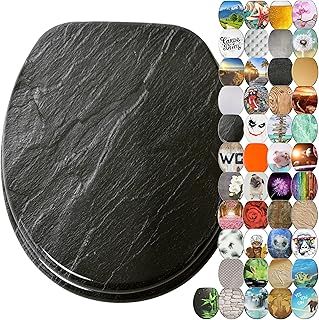 Soft Close Toilet Seat, Wide Choice of New Toilet Seats, Stable Hinges, Easy to Mount (Granite)