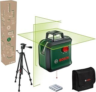 Bosch cross line laser AdvancedLevel 360 with premium tripod (3 laser lines incl. 360° for alignment throughout the entire room, in E-Commerce cardboard box)