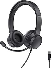 Trust USB Headset with Microphone On-Ear Lightweight Design, Adjustable Headband, PC Headset 1.8m Cable Wired Headphones with Microphone for Computer Laptop Mac Desktop Home Office Teams Zoom
